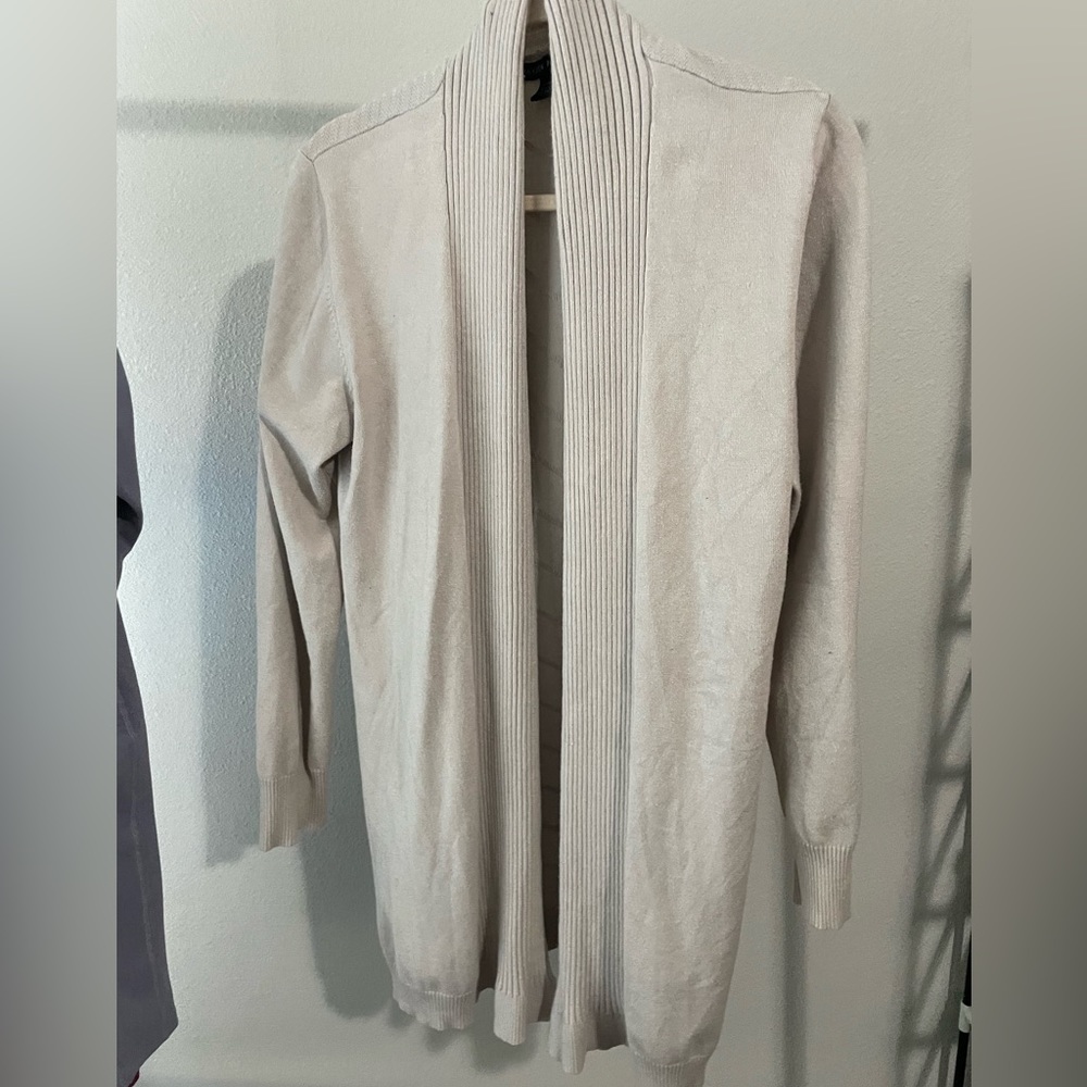 Hayden Park Women’s Cream Colored Long Open-front Cardigan Size L